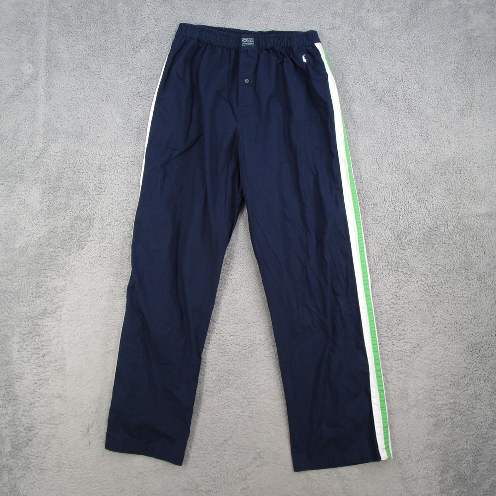 Polo Ralph Lauren Mens Pajama Pants Medium Navy Blue Cotton Striped Sleepwear